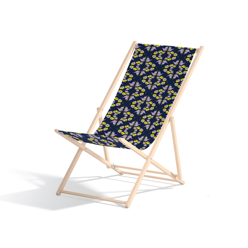 Alstroemeria Neon Purple Yellow beach chair by © Nanjala Design for UndaMeta