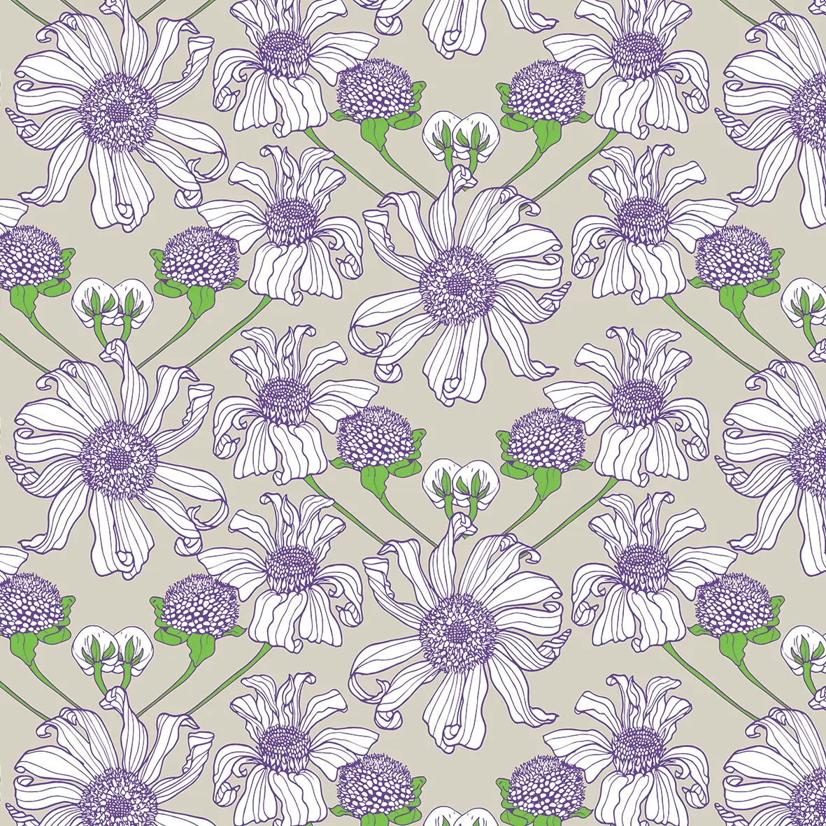 Mexican Sunflower Tundra pattern design by © Nanjala Design for UndaMeta