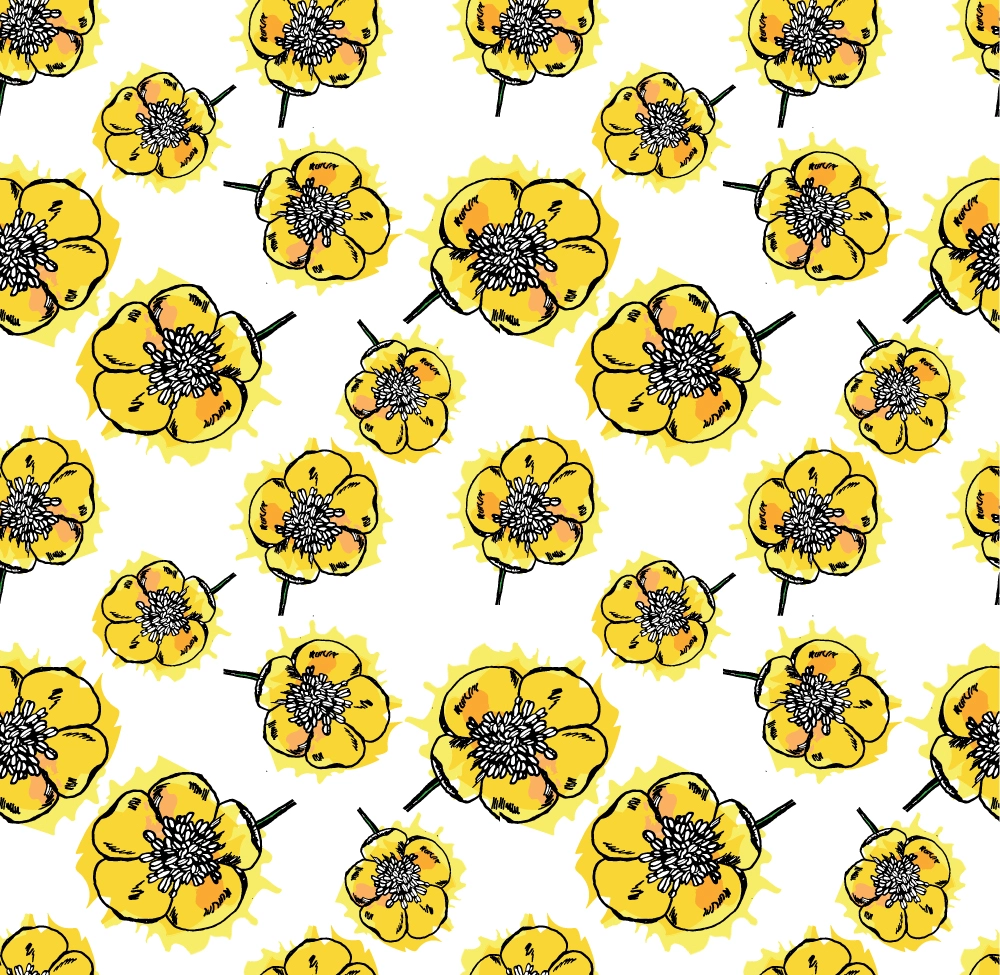 Ranunculus toss pattern design by © Nanjala Design for UndaMeta