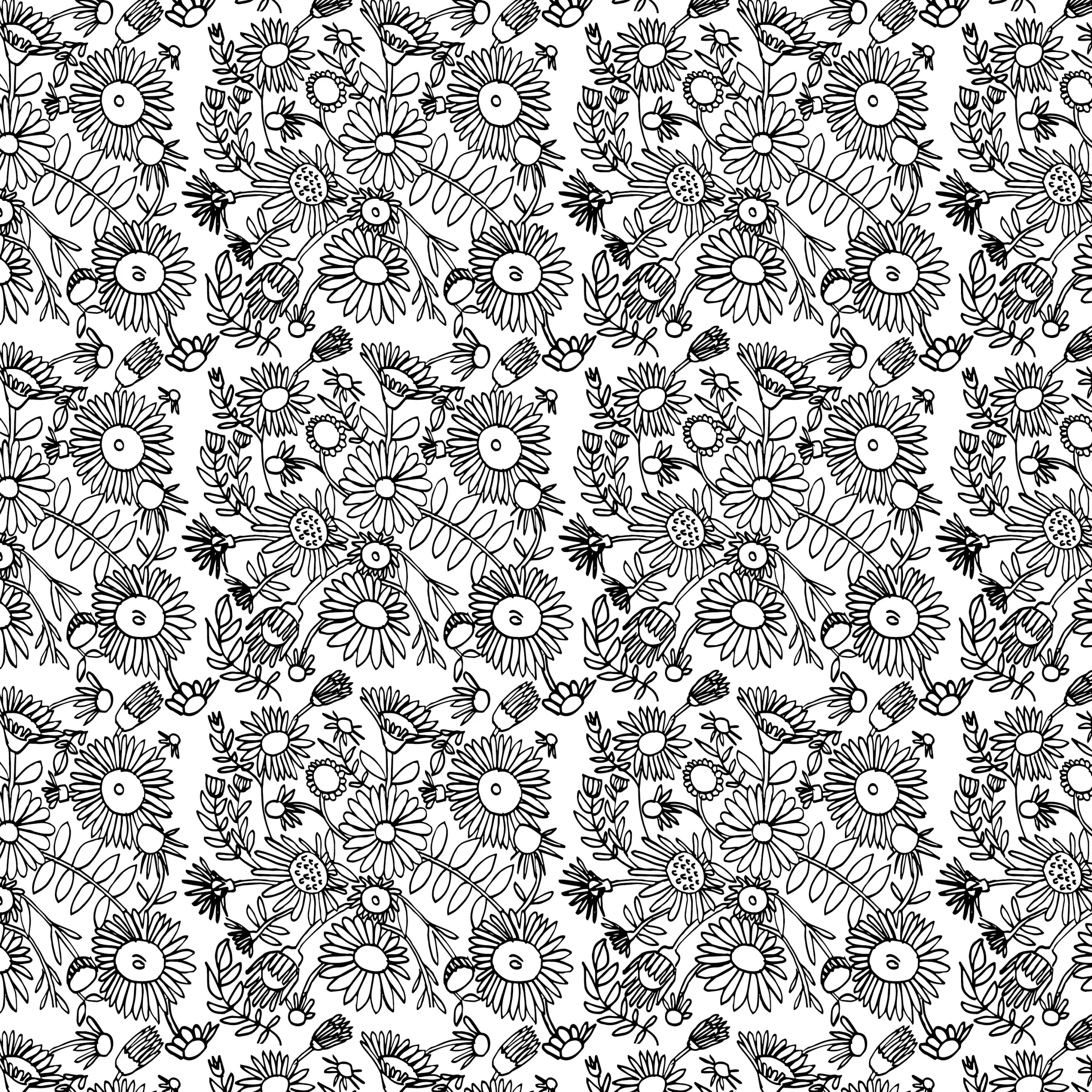 Ditzy Maua Monochrome pattern design by © Nanjala Design for UndaMeta