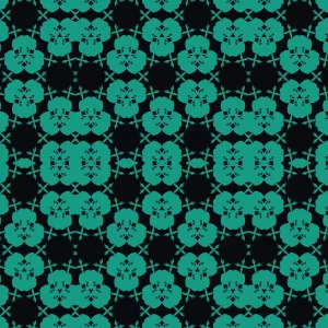 Floral Kiondo Aqua pattern design by Mugure for Unda Meta. Available in deep aqua and black colourways