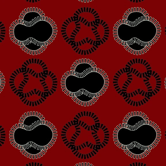 Mugathi Falu Red Print by Mugure for Unda Meta. Available in Black and white on a falu red background