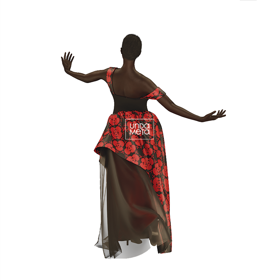 Floral Kiondo pattern design on Afrikan 3D female model by © 2025 Mary Mugure