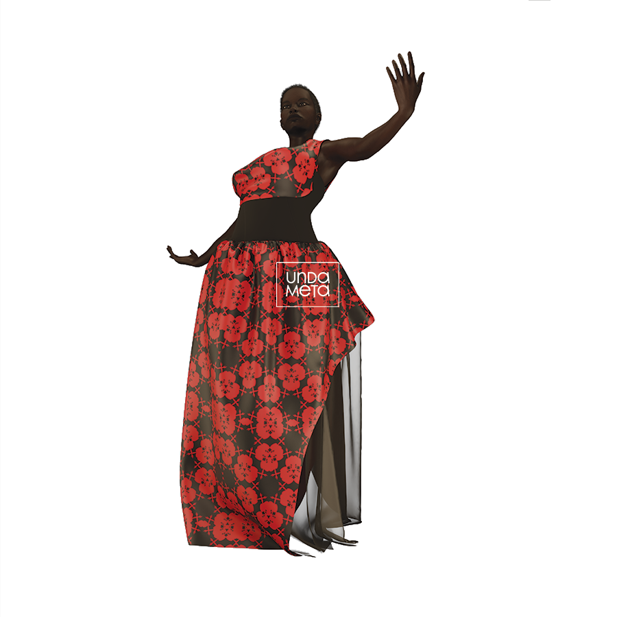 Floral Kiondo pattern design on Afrikan 3D female model by © 2025 Mary Mugure
