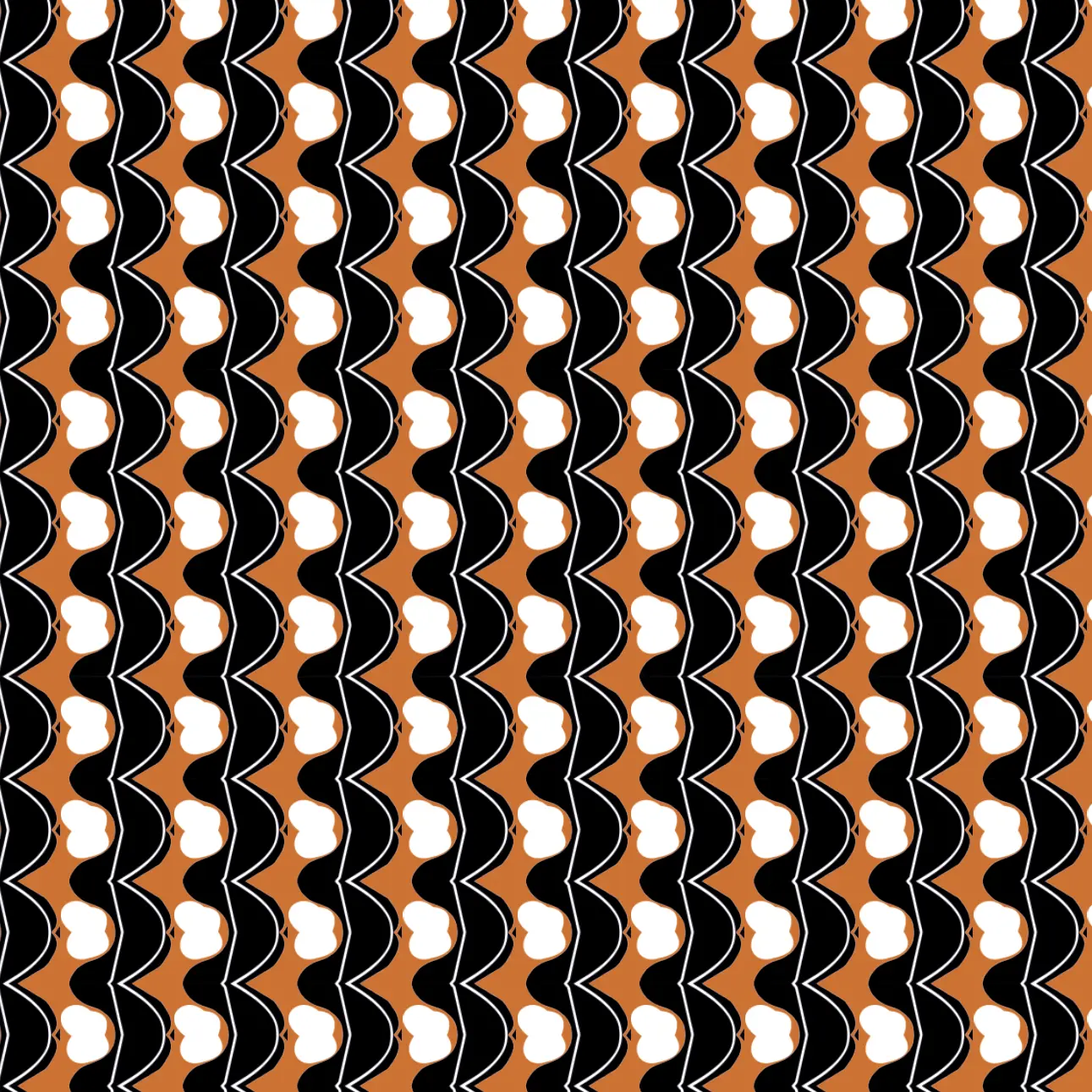 Bathembu Geometric pattern by Lapis Ya Zulla for Undameta. Colors in Beige/Light tan Brown, with white hints and black for depth.