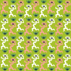 Mbali Jive, light green, pint and white figures