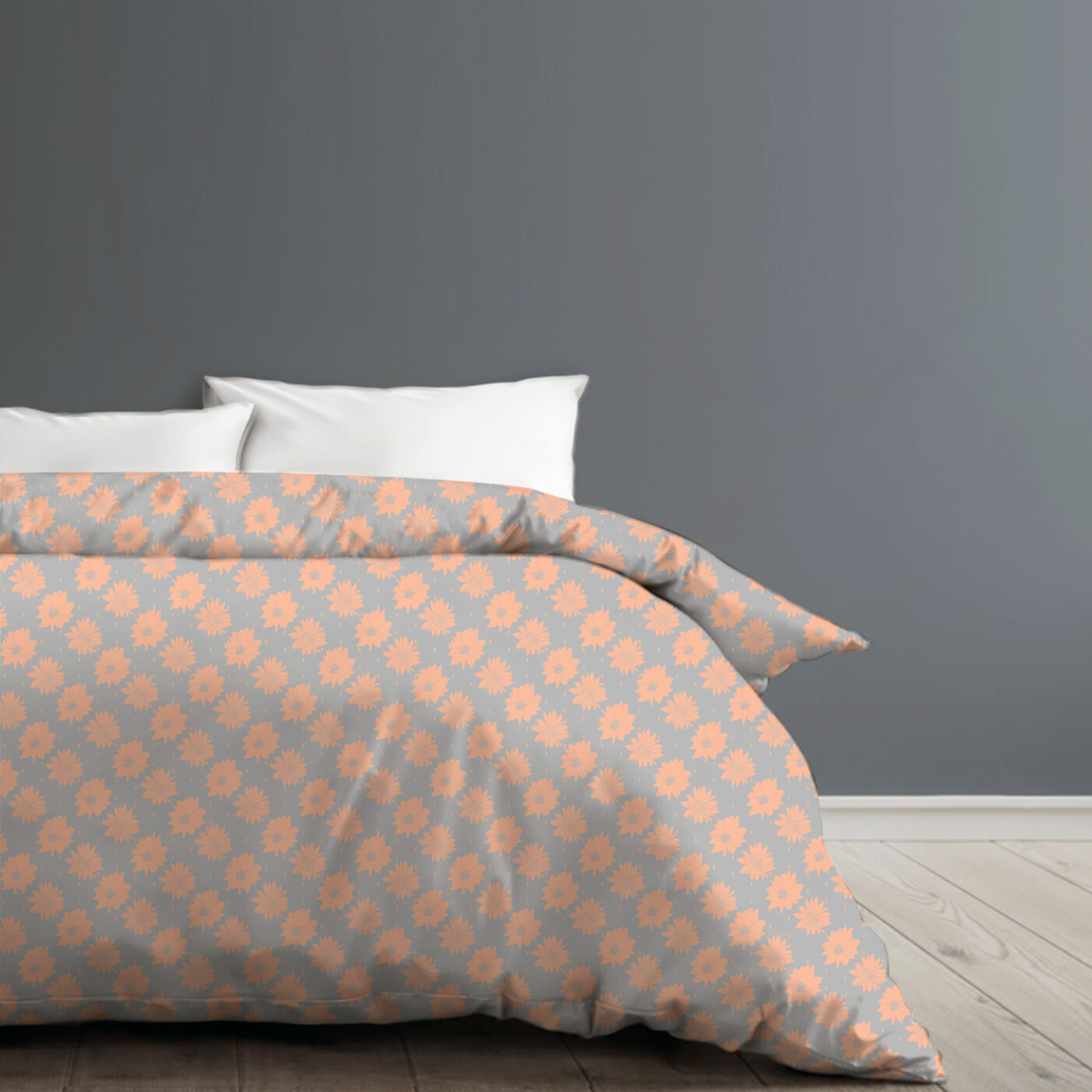 Dahlia Rain Peach duvet cover by © Nanjala Design for UndaMeta