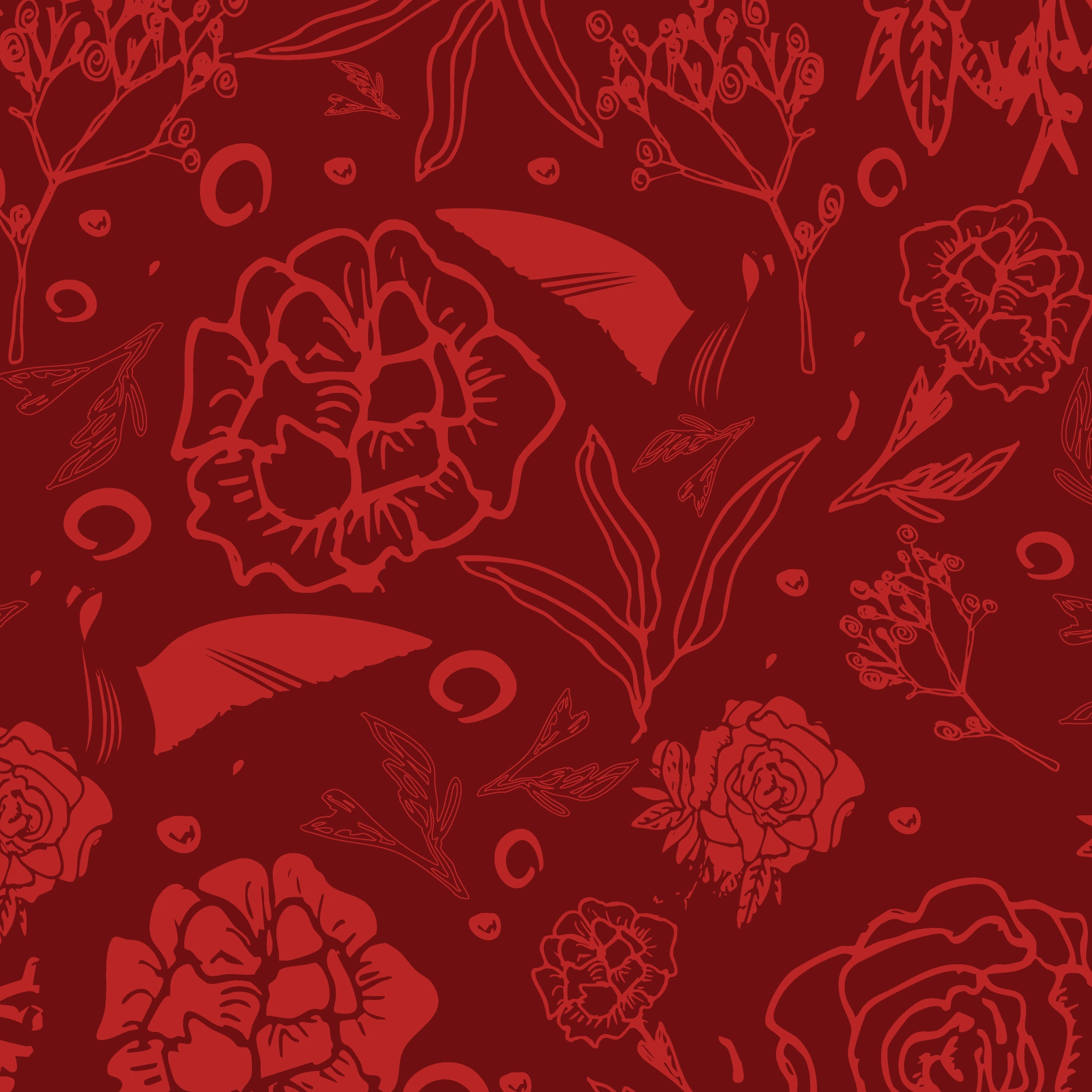 Monochrome silhouettes of birds, flowers, and leaves, inspired by the silent spectators of my wedding day.