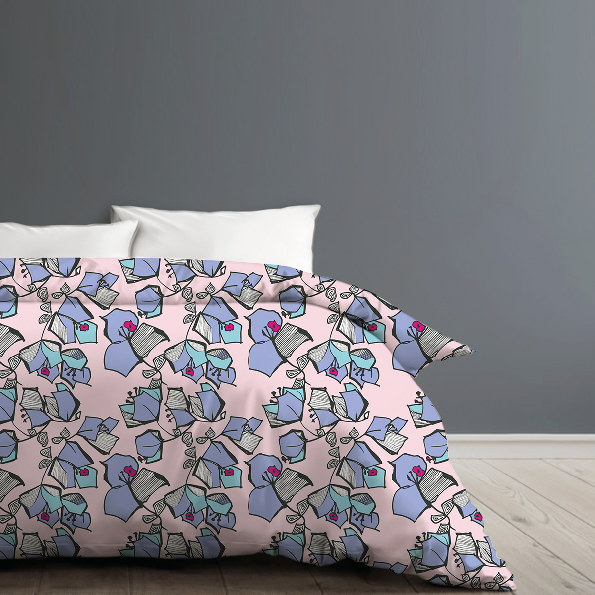 Bougainvillea Motomoto duvet cover by © 2024 Nanjala Design for UndaMeta