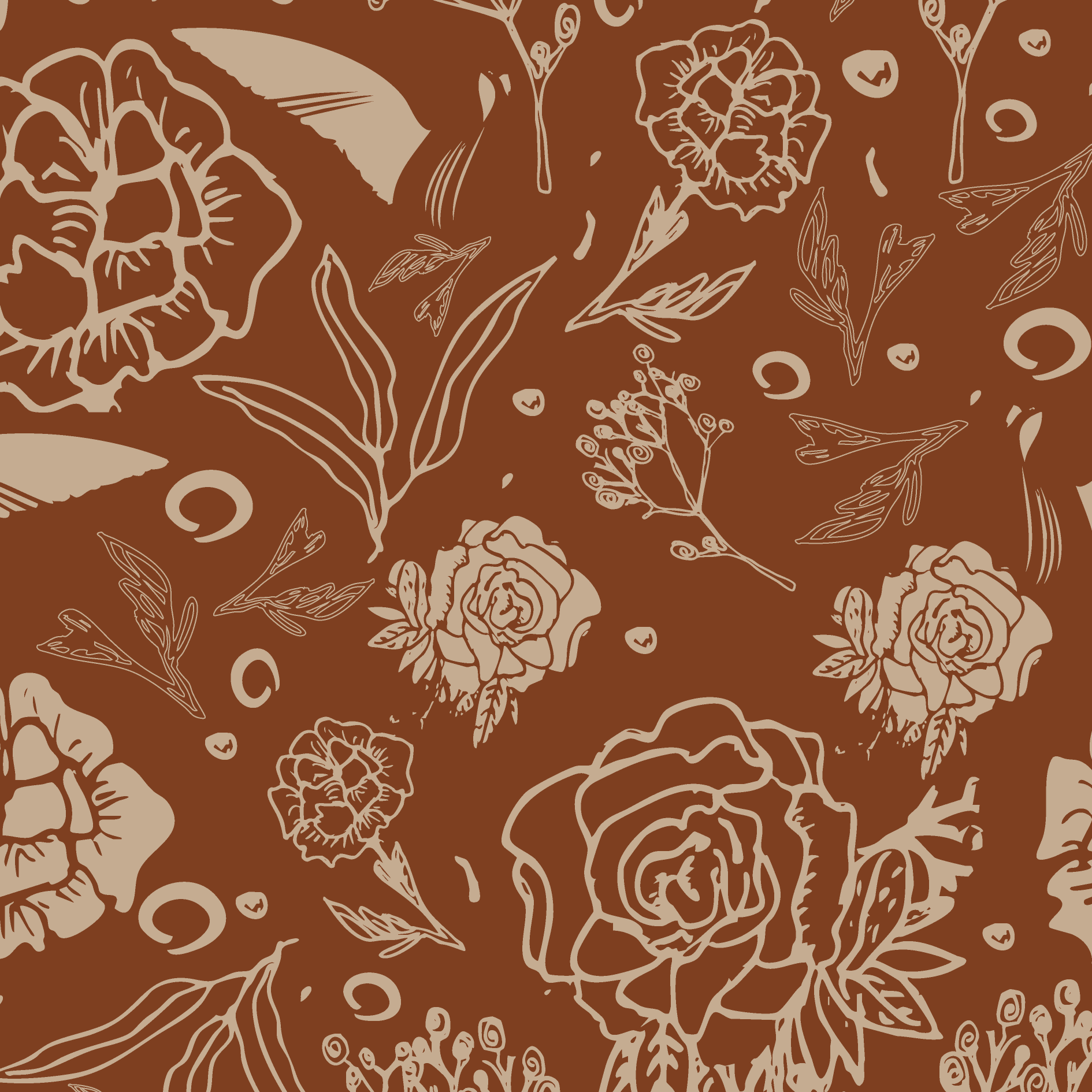 Monochrome silhouettes of birds, flowers, and leaves, inspired by the silent spectators of my wedding day.