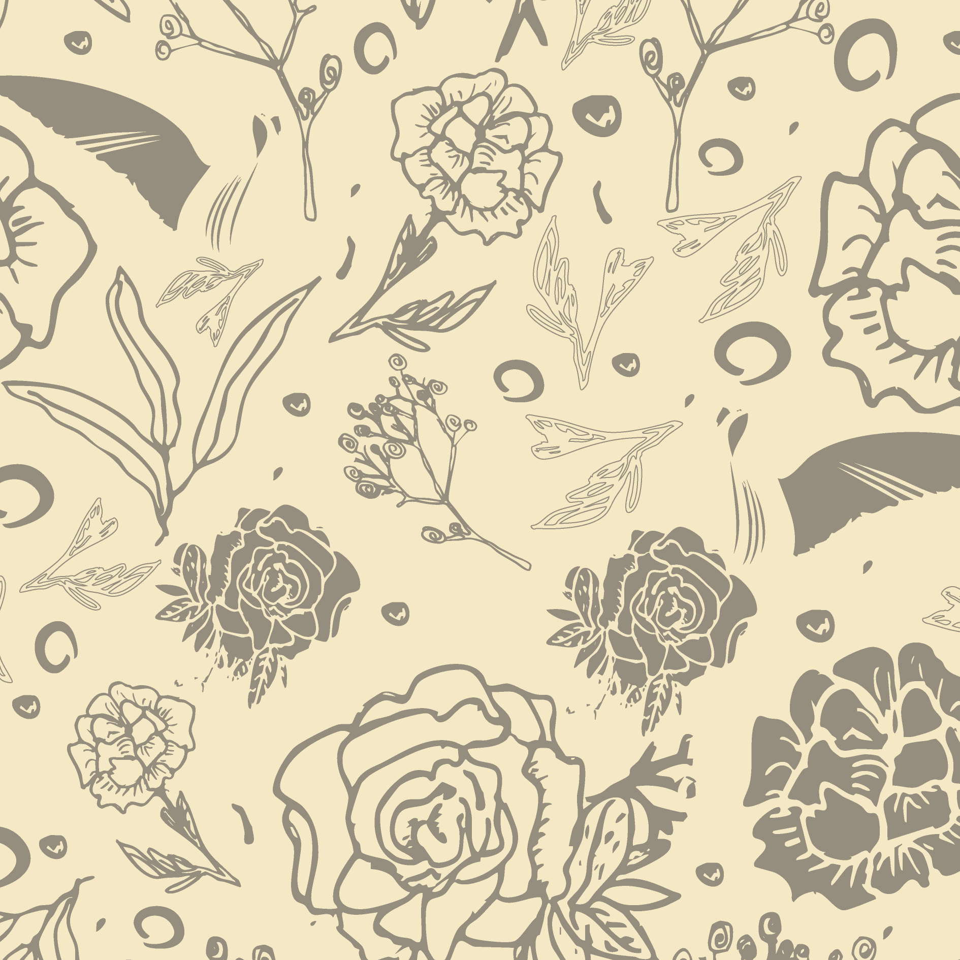 Monochrome silhouettes of birds, flowers, and leaves, inspired by the silent spectators of my wedding day.