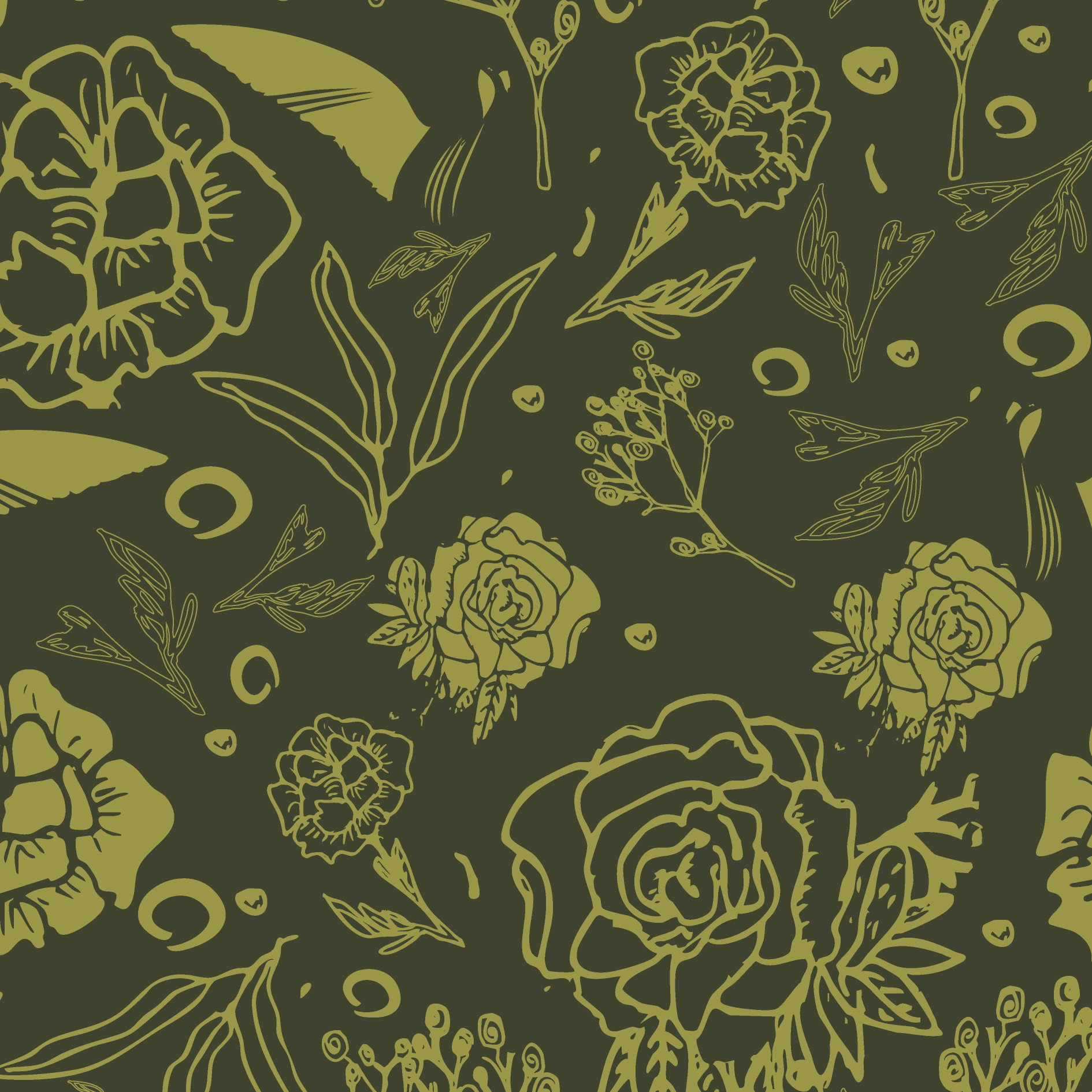 Monochrome silhouettes of birds, flowers, and leaves, inspired by the silent spectators of my wedding day.