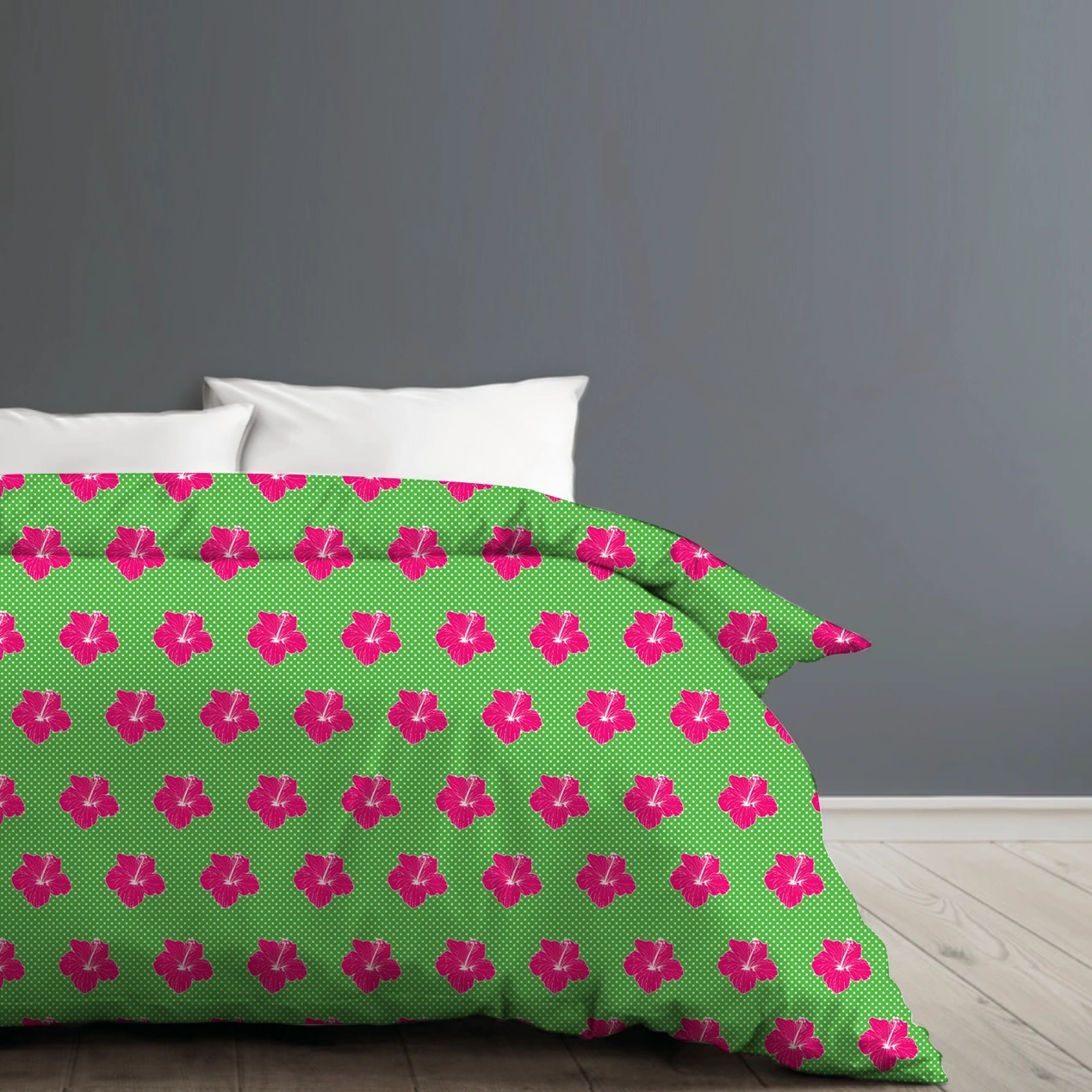 Polka Petunia duvet cover by © 2025 Nanjala Design for UndaMeta