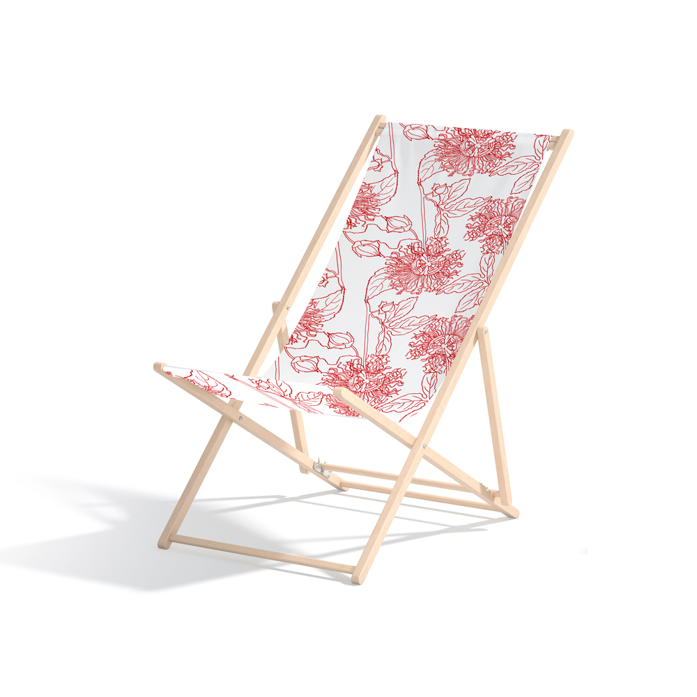 Passiflora Flame beach chair by © 2025 Nanjala Design for UndaMeta
