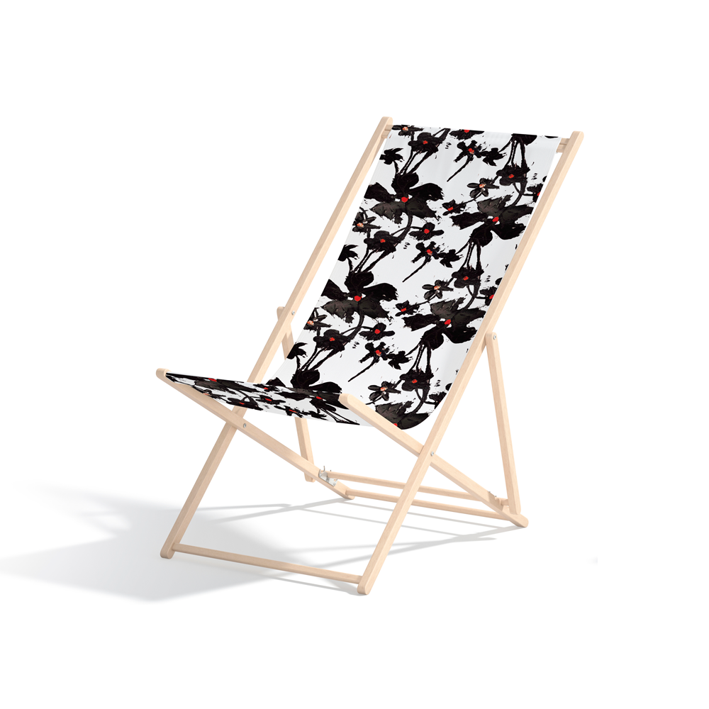 Black Petals beach chair by © 2025 Nanjala Design for UndaMeta