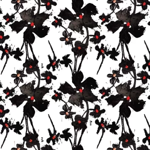 Black Petals pattern design by © 2025 Nanjala Design for UndaMeta