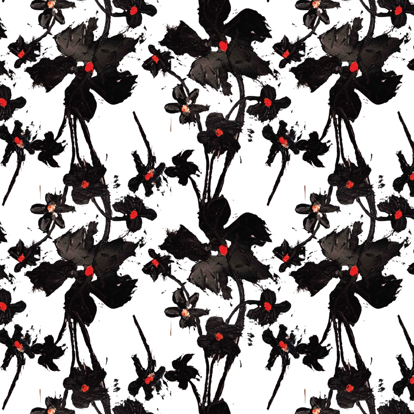Black Petals pattern design by © 2025 Nanjala Design for UndaMeta