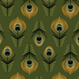 Jungle Feathers by Untidylines in green and orange for Undameta.