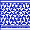 Blue and white patterned leso fabric featuring repeated dove and cross motifs. At the bottom, a Bible verse reads ‘He saved us through the washing of rebirth and renewal by the Holy Spirit. Titus 3:5.’ The design symbolizes peace, renewal, and spiritual grace by Evangelico for UndaMeta