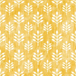 African botanical Print in mustard