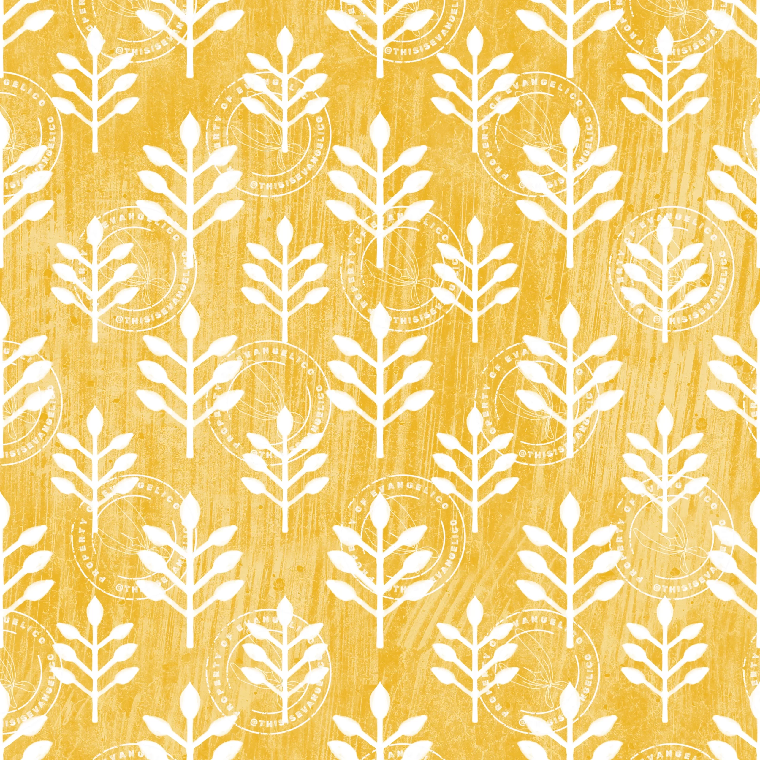 African botanical Print in mustard