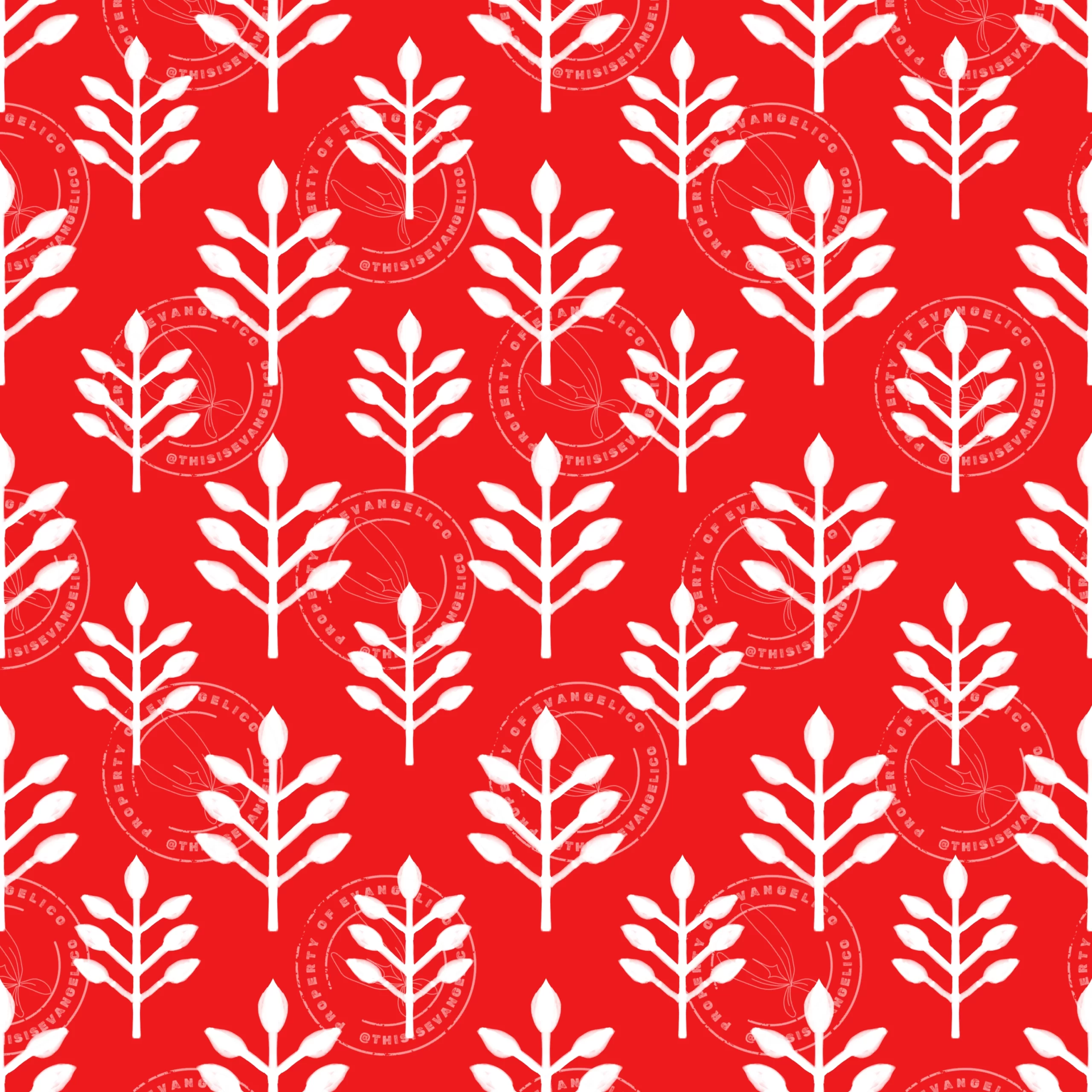 African Botanical Print in Red