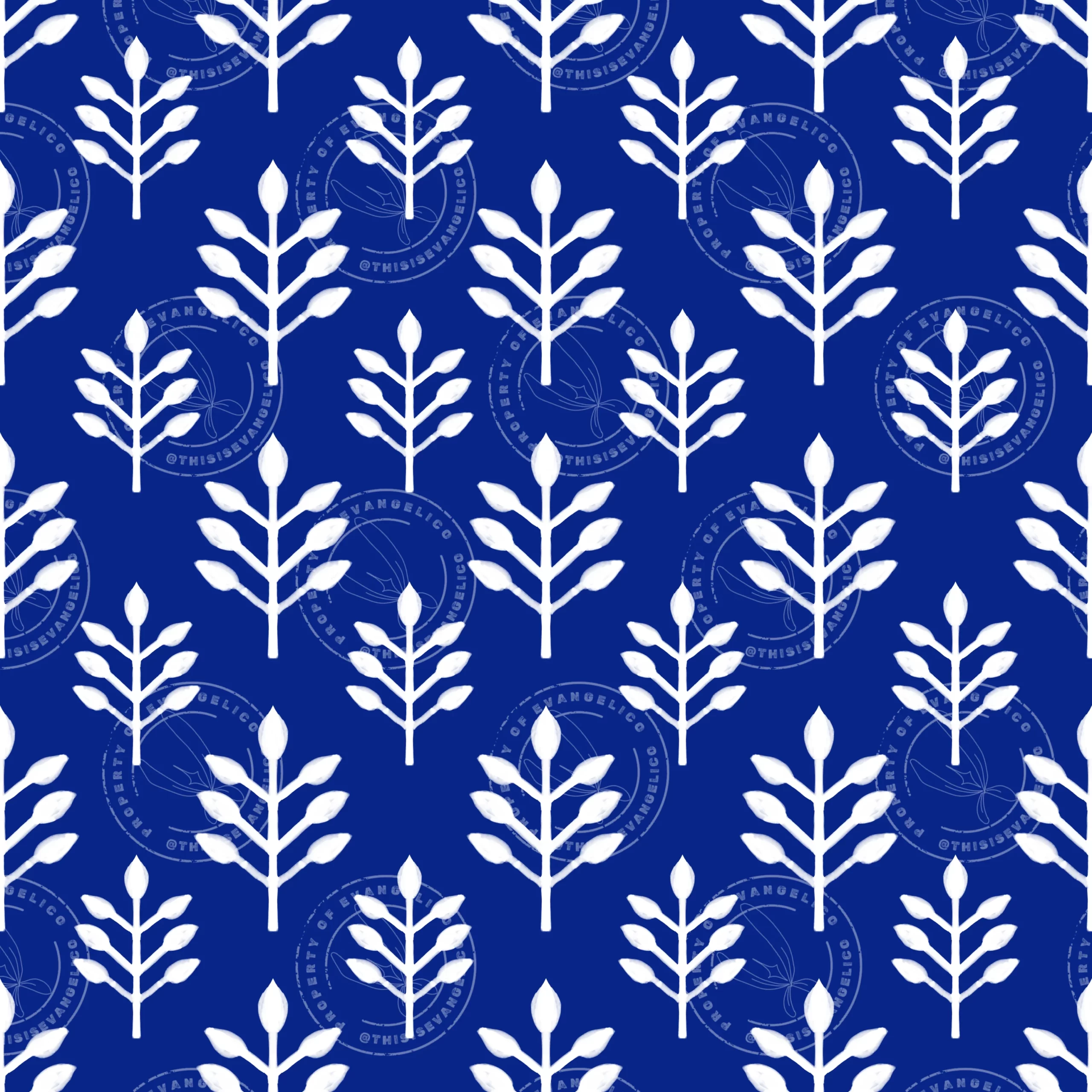 African botanical Print in blue